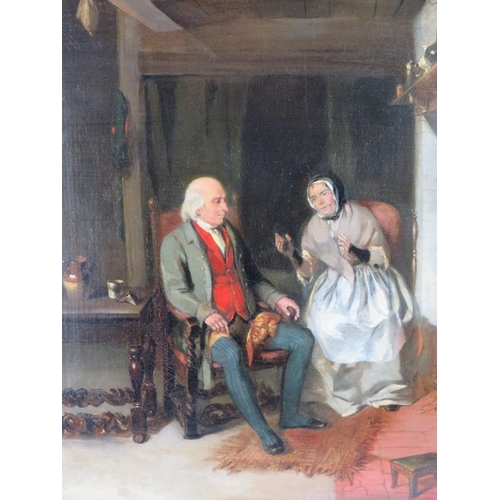 580 - Manner of David Wilkie (Scottish, 1785-1841) - 'Interior scene with elderly couple in conversation',... 