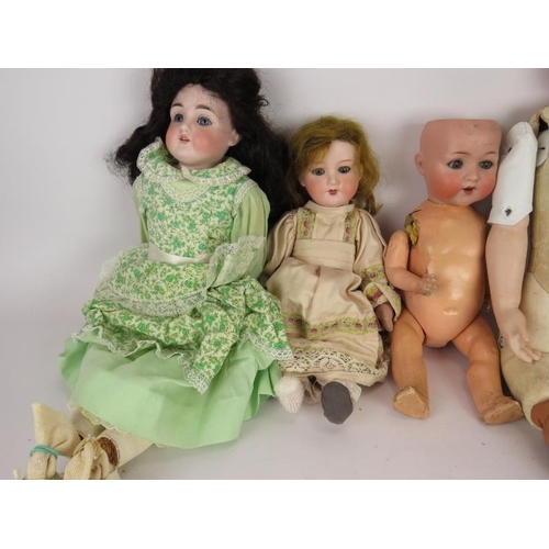 67 - 5 mixed Bisque headed dolls in need of attention. One Simon & Halbig, three Armande Marseille and on... 