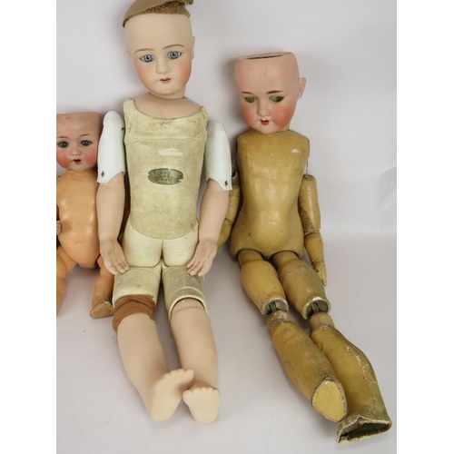 67 - 5 mixed Bisque headed dolls in need of attention. One Simon & Halbig, three Armande Marseille and on... 