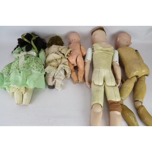 67 - 5 mixed Bisque headed dolls in need of attention. One Simon & Halbig, three Armande Marseille and on... 