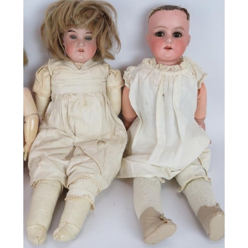 72 - Four good quality antique dolls including a Majestic leather bodied doll, Armande Marseille 370, Heu... 