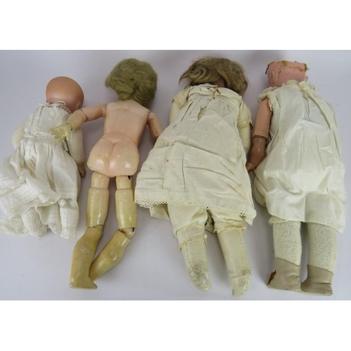 72 - Four good quality antique dolls including a Majestic leather bodied doll, Armande Marseille 370, Heu... 