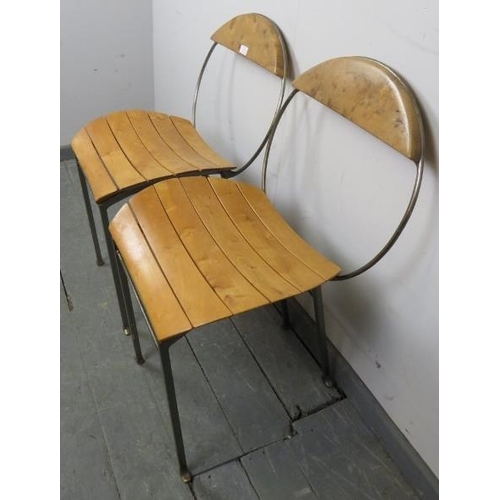 745 - A pair of contemporary Art Deco style maple side chairs by Francis Veillerot, with hoop backs and cu... 