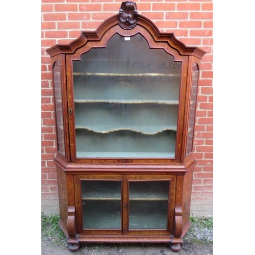 751 - A fine 18th/19th century Dutch marquetry walnut glazed display cabinet, featuring satinwood inlay de... 