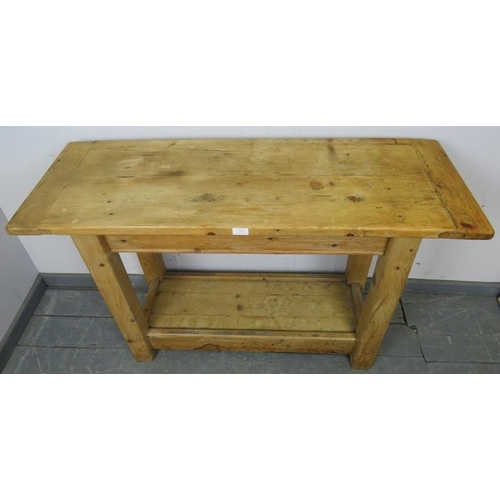 772 - A vintage pine two-tier butcher’s block, on square supports.
Condition report: No issues. 
H77cm W12... 