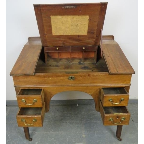 775 - A Georgian mahogany estate manager’s desk, the rising lid opening onto a fitted interior (including ... 