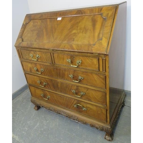 830 - A good quality Victorian walnut bureau by Sopwith & Co, the fall front opening onto a fitted interio... 