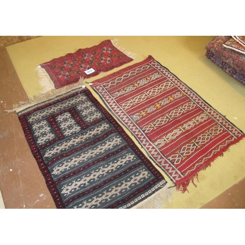 930 - Three small Persian rugs all in okay condition. Largest 133cm x 87cm. Please see images for conditio... 