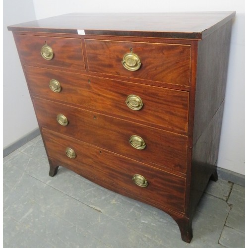 880 - A Regency Period mahogany straight-front cottage chest of two short over three long graduated drawer... 