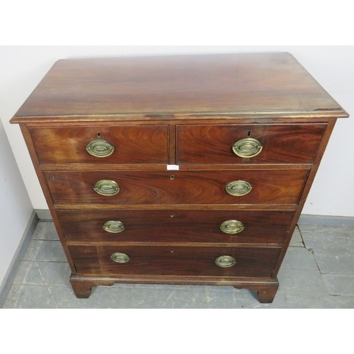 883 - A George III mahogany straight-front chest of two short over three long graduated cock-beaded drawer... 