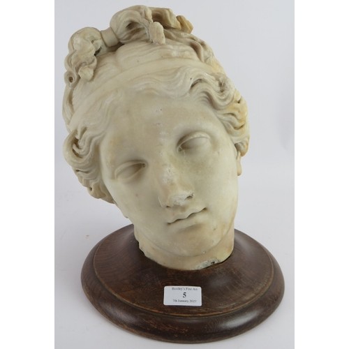 5 - Antique carved marble Greco Roman head of Aphrodite/Venus, believed to be an 18th century Grand Tour... 