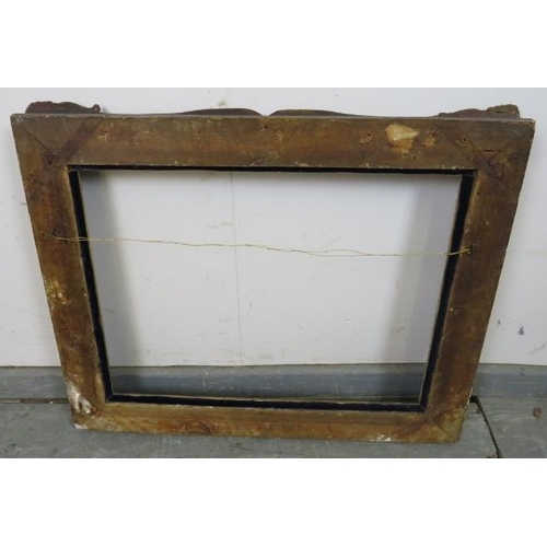 832 - An ornate 19th century gilt gesso mirror frame depicting foliate motifs. H60 W72 D7 (approx).
Condit... 