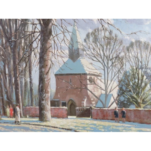 589 - David Cheadle (20th century) - 'St. Stephens Church, Canterbury', oil on board, inscribed verso, 40c... 