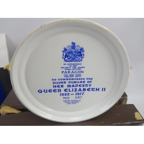 115 - A boxed Paragon limited edition fine bone china Royal commemorative loving cup, number 287/750 with ... 