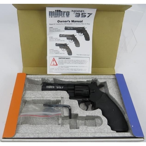 116 - A boxed Milbro Model 357 .177 multi-shot air pistol (apparatus incomplete).
Condition report: As vie... 