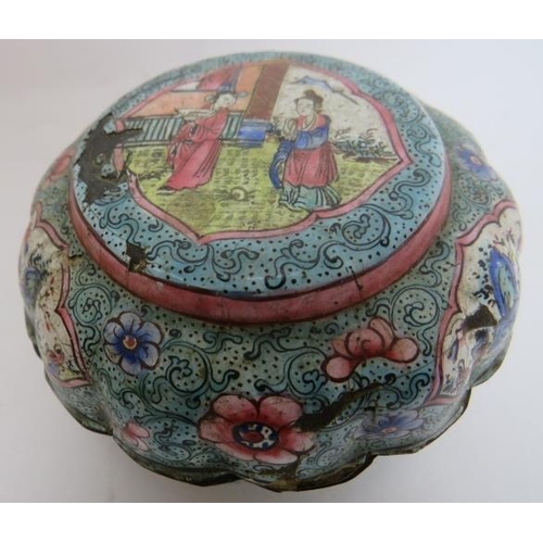 134 - A collection of small mainly porcelain boxes, dishes and ornaments including two Italian cherry bask... 