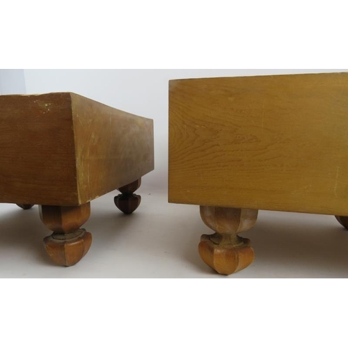 135 - Two vintage Japanese 'Go' gaming board tables, each raised on four fluted legs. Largest 45cm x 42cm ... 