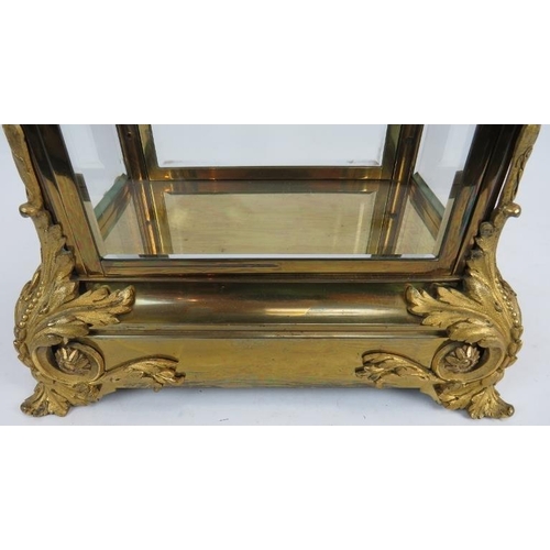 148 - A fine quality 19th century French four- glass mantle clock, gilt brass and 4 bevelled glass case, M... 