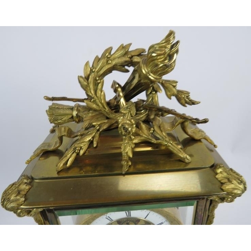 148 - A fine quality 19th century French four- glass mantle clock, gilt brass and 4 bevelled glass case, M... 