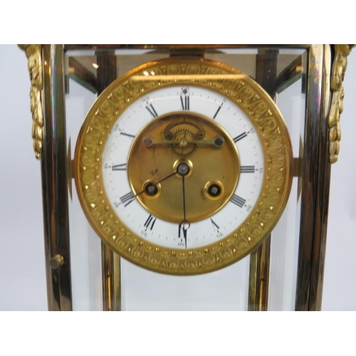 148 - A fine quality 19th century French four- glass mantle clock, gilt brass and 4 bevelled glass case, M... 