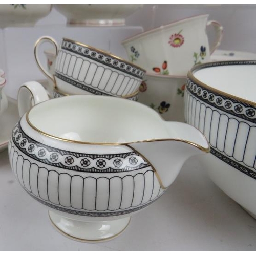 155 - Villeroy and Boch, Petite Fleur part set, teapot (damaged spout). 4 cups, 1 saucer, 8 side plates, s... 