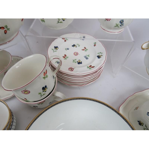 155 - Villeroy and Boch, Petite Fleur part set, teapot (damaged spout). 4 cups, 1 saucer, 8 side plates, s... 