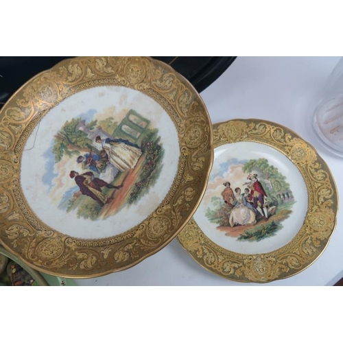 157 - A collection of decorative items: Two Lady Clare trays, Pratt Ware Comport and plate, 2 wine coolers... 