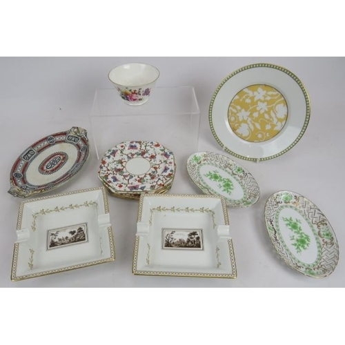 157 - A collection of decorative items: Two Lady Clare trays, Pratt Ware Comport and plate, 2 wine coolers... 