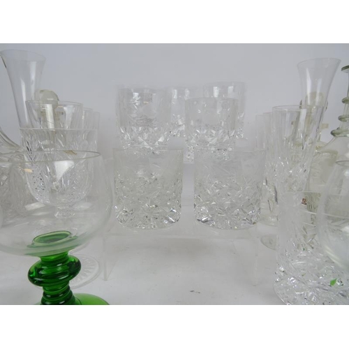 160 - A good large collection of part sets of glassware, Stuart Champagne flutes, cut and engraved tumbler... 