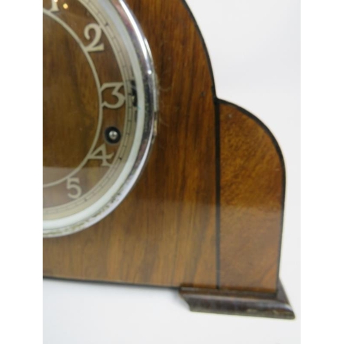 181 - Four vintage striking mantle clocks, c.1920's/30's, including an Art Deco Walnut 'cloud' shaped exam... 