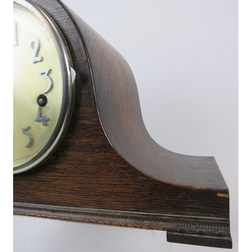 181 - Four vintage striking mantle clocks, c.1920's/30's, including an Art Deco Walnut 'cloud' shaped exam... 