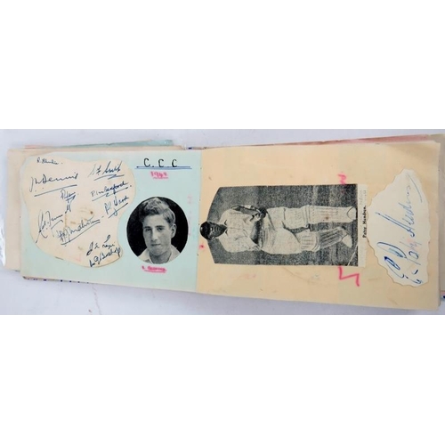 192 - Of Cricket Interest: a mid 20th century autograph album containing numerous autographs, and a silver... 