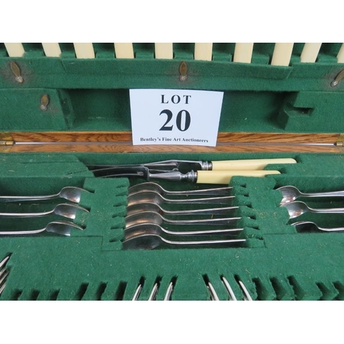 20 - Oak cased canteen of silver plated cutlery, setting for 6, James Dixon and Sons, Sheffield. Box 49cm... 