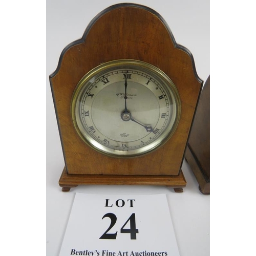 24 - J.W. Benson, 'Elliott' mantle clock, walnut case, 19cm height and Connell, '1067' mantle clock walnu... 