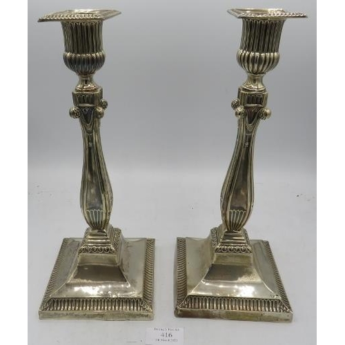 416 - A good pair of silver classical candlesticks, approx 12