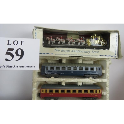 59 - Large collection of diecast and model vehicles, many in original packaging, 00 gauge train and track... 