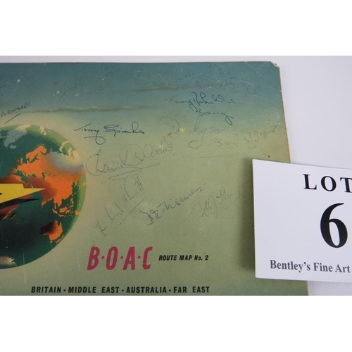 6 - 1956 Olympic team autographed B.O.A.C. flight brochure with newspaper cutting relating to an Olympia... 