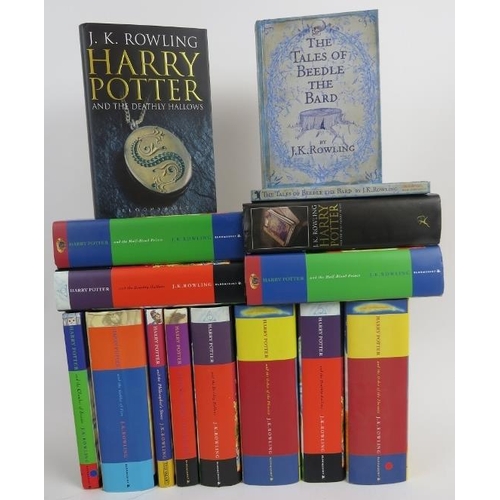 64 - Nine Harry Potter hardback first editions with dust jackets, including Order of the Phoenix, The dea... 