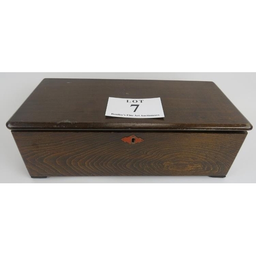 7 - 19th century 'Jacot', music box, 10 aires, the case to plain polished wood, partial label to lid int... 