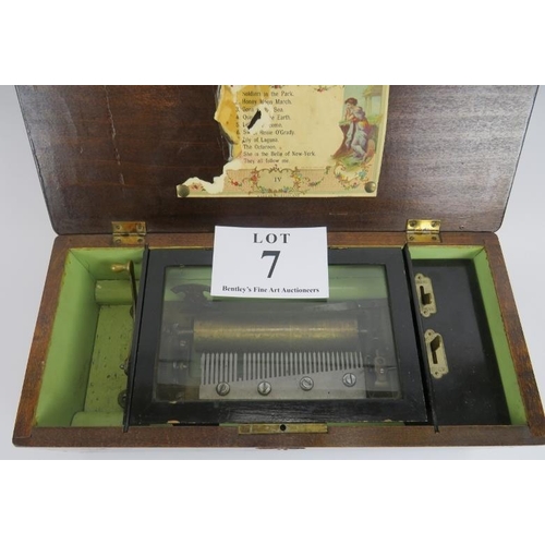 7 - 19th century 'Jacot', music box, 10 aires, the case to plain polished wood, partial label to lid int... 