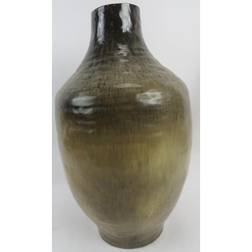 92 - A large studio pottery vase with brown graduated glaze. Signed to base J Maltby, possibly John Maltb... 