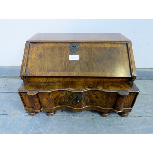 705 - A fine 19th century figured walnut table-top writing desk in the Queen Anne taste, the fall front op... 