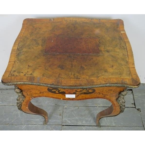 715 - A 19th century French taste burr walnut ormolu mounted crossbanded work-table, the fitted interior w... 