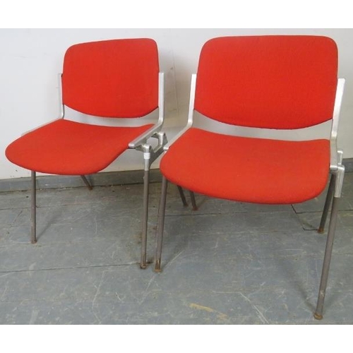 731 - A set of eight vintage mid-century cast aluminium and steel stacking chairs by Castelli, upholstered... 