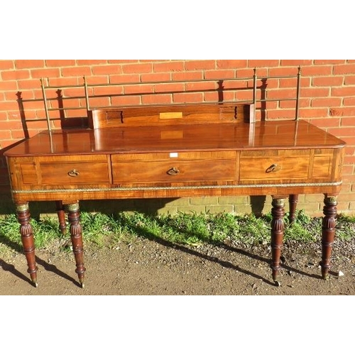 776 - A  fine Georgian mahogany and rosewood sideboard, crossbanded and strung with ebony, brass mounted a... 