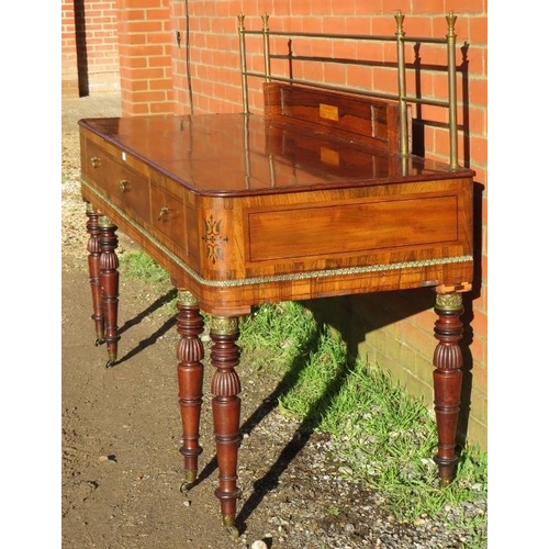 776 - A  fine Georgian mahogany and rosewood sideboard, crossbanded and strung with ebony, brass mounted a... 