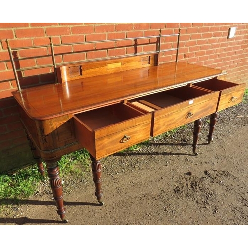 776 - A  fine Georgian mahogany and rosewood sideboard, crossbanded and strung with ebony, brass mounted a... 