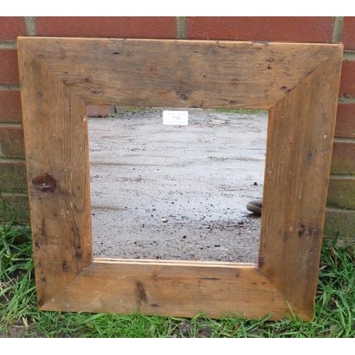 832 - A square wall mirror in an antique pine surround. H49 W49 (approx).
Condition report: No issues.