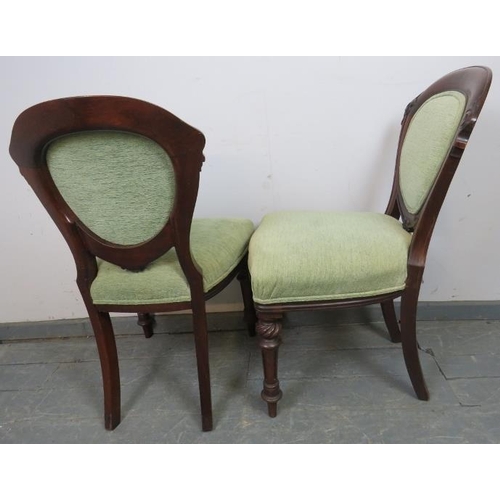 856 - Three good quality 19th century dining chairs with acanthus carved backs, reupholstered in contempor... 