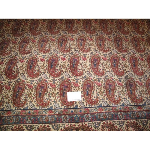 902 - Yazd Boteh design carpet repeat motif on cream ground. In very good condition. 365cm x 258cm.